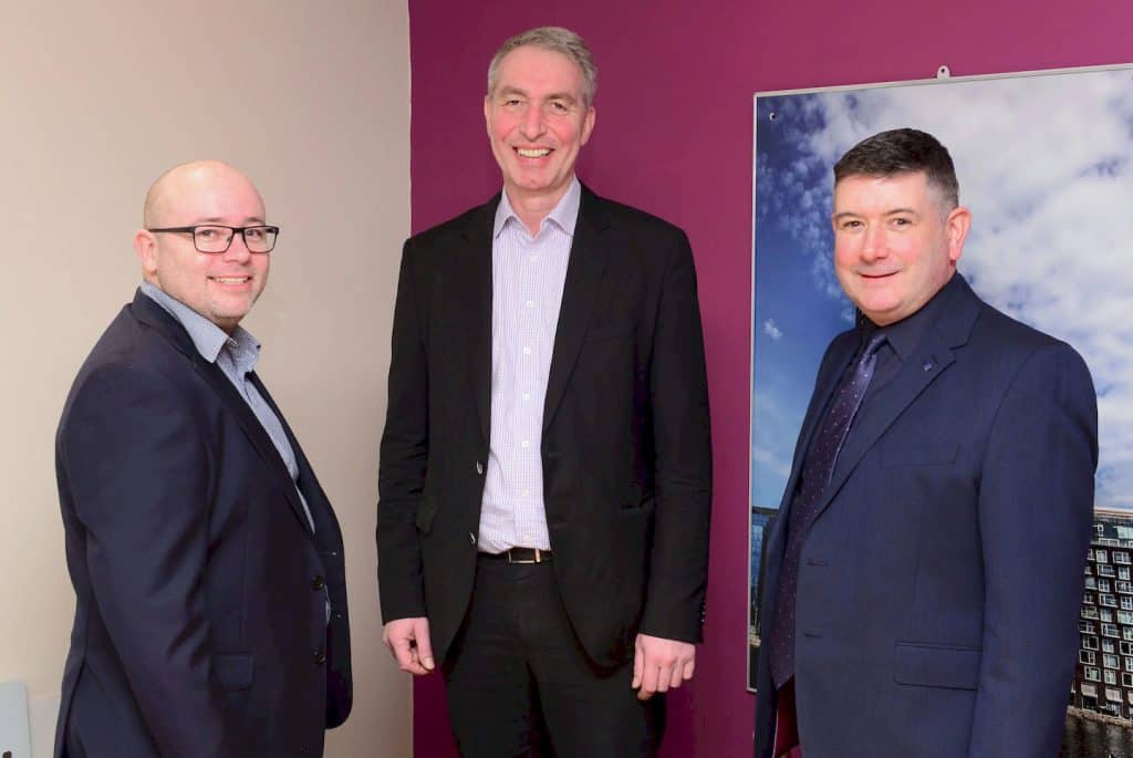 Angus Mackie, John Park-Davies and Richard Gibbs pictured together as the new management team at IKON Aluminium Systems