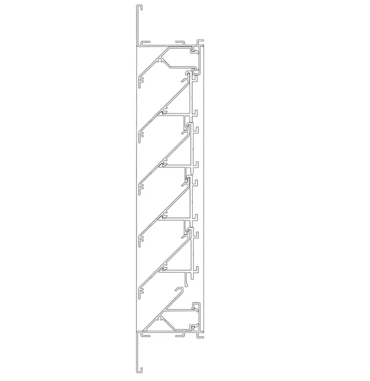 Technical section drawing of the IKL501 flange frame louvre system