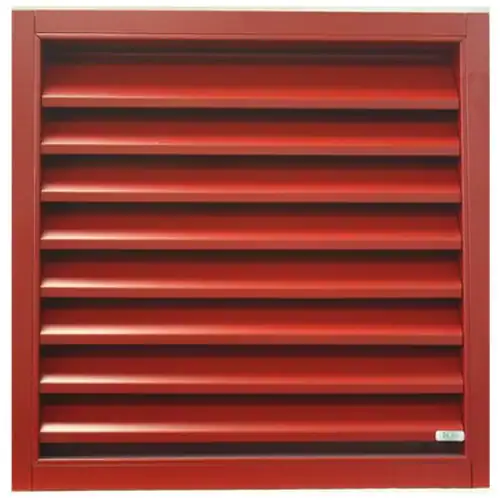 IKL50 PAS24 louvre with horizontal aluminium blades in red powder coated finish