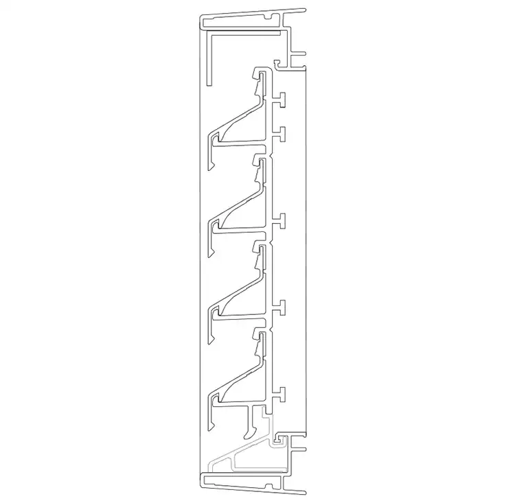 Technical section drawing of the IKL304-PFA50 face fix louvre system