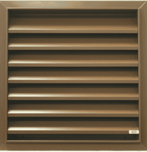Bronze IKL50 stackable louvre panel with horizontal blades in a square frame