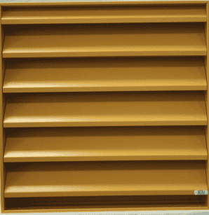 Gold IKL753 rebate louvre panel with horizontal blades in a square frame