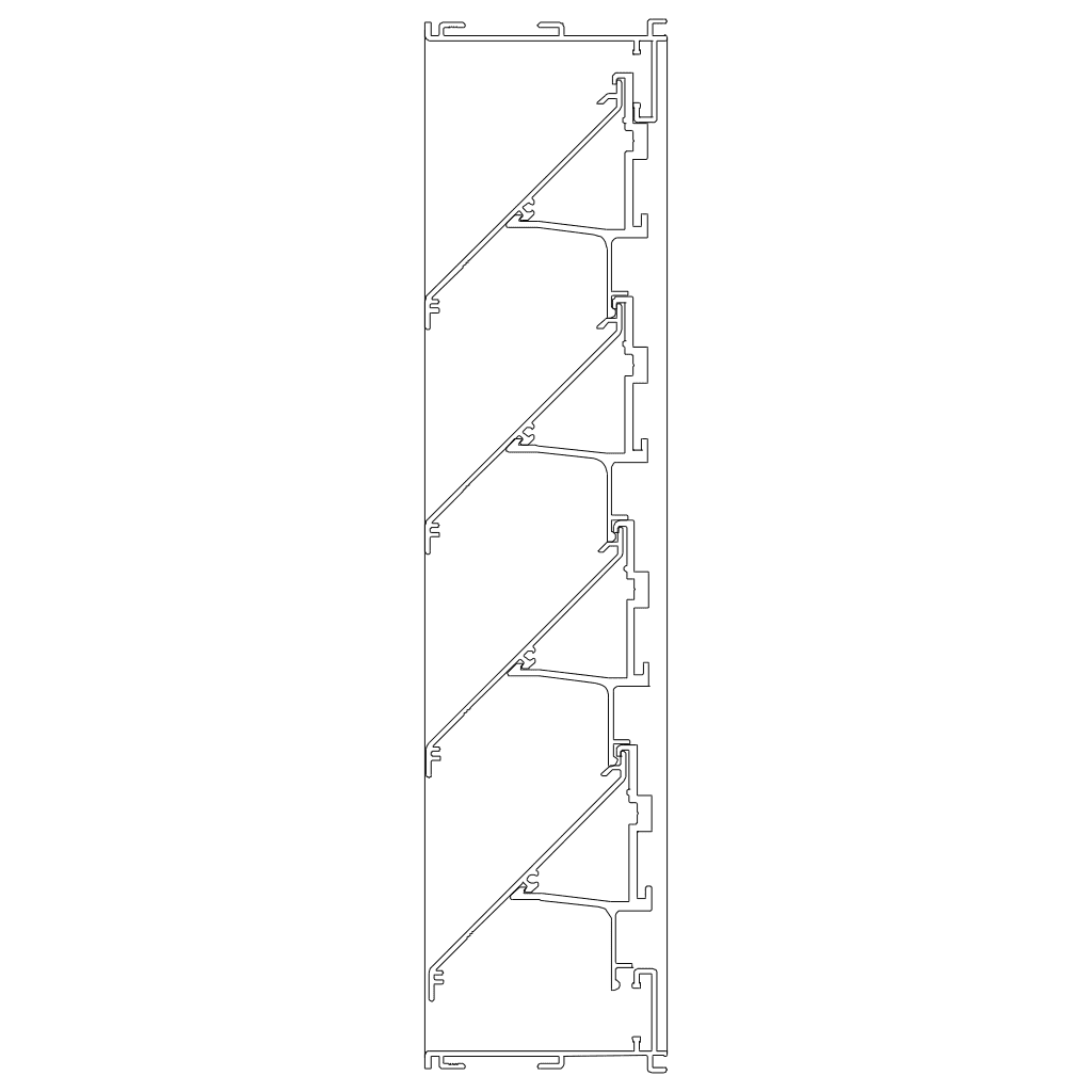 Technical section drawing of the IKL753 rebate louvre system