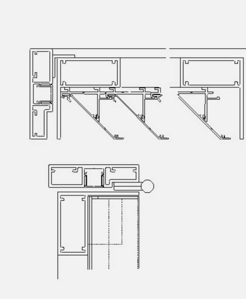 Technical detail drawing of the IKL50 hinged door with vertical blades